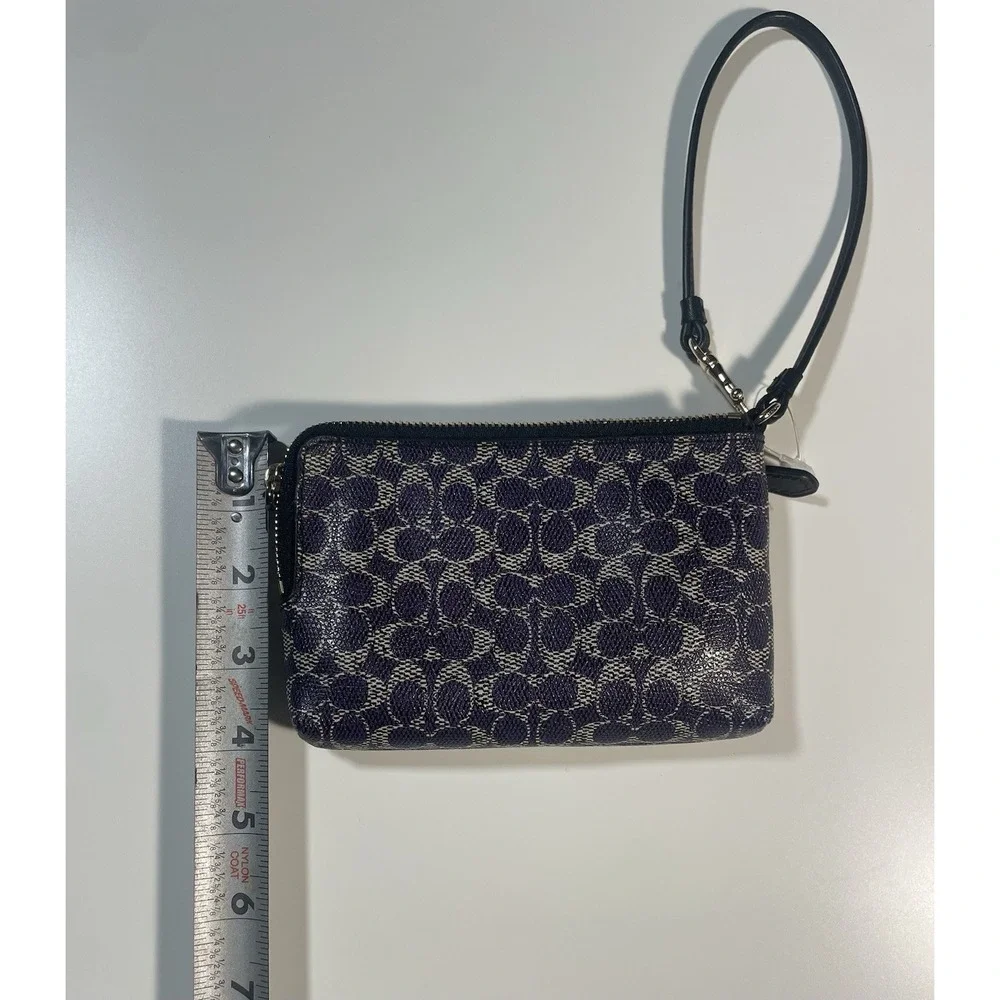 Coach Small Leather Wristlet Purse Cobalt Blue/ ‎ Navy